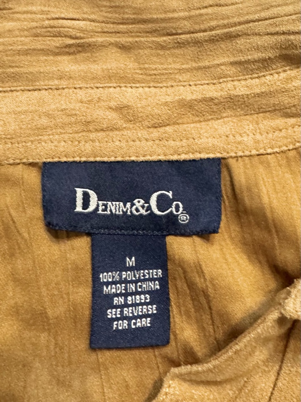 Denim&Co Corduroy Like Button-Down Shirt - Camel Tan size Medium - Picture 3 of 8
